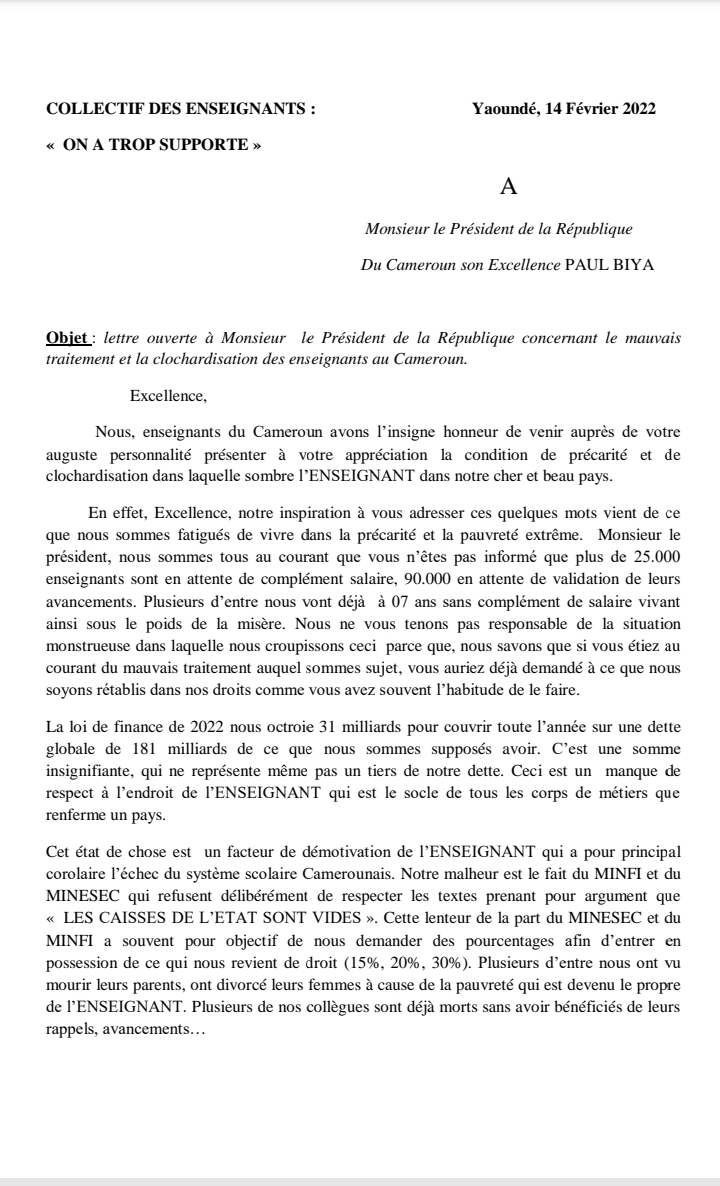 Grève des enseignants au Cameroun sur une ardoise de 181milliards