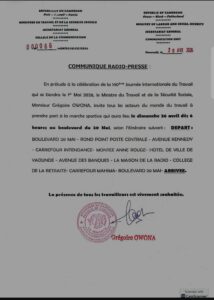A quelques jours de la célébration de la journée internationale du travail, les organisations professionnelles sont inquiètes de ce que le gouvernement n'ait toujours pas dévoilé le thème. La préoccupation taraude les esprits et anime les débats dans les syndicats. 
