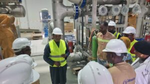 Blaise Moussa, Dg Camwater visite technique sur le chantier du Projet de Réhabilitation et d’Extension du Système d’Alimentation en Eau Potable de Japoma