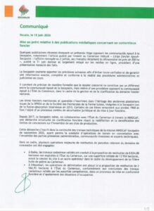 communiqué Socapalm litige foncier Apouh