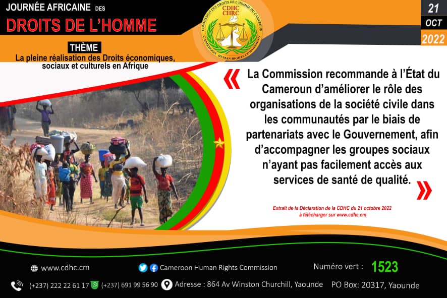 A la faveur de la journée africaine des droits de l’Homme, la Commission des droits de l’Homme du Cameroun évalue les failles et les points positifs.    
