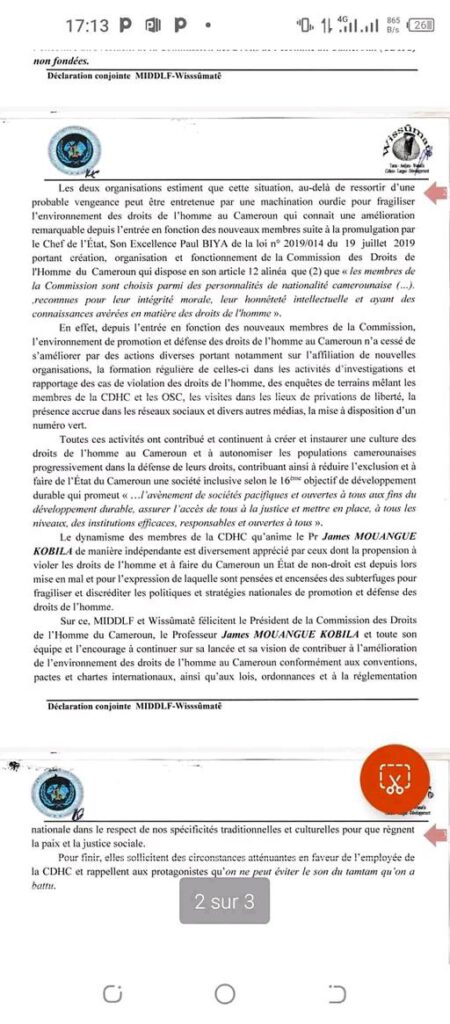 Allégations de harcèlement contre le Pr Mouangue Kobila : Middlf et Wissûmatê se prononcent